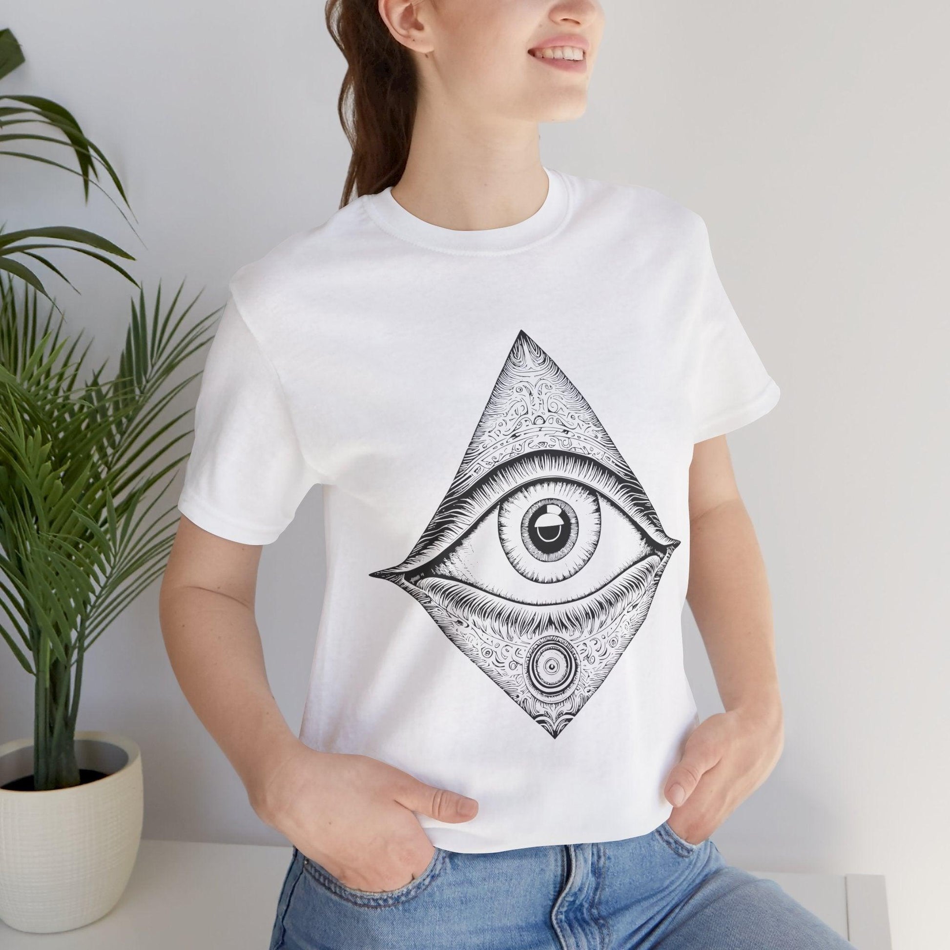 Mystical Eye Unisex Heavy Cotton T-Shirt White Model