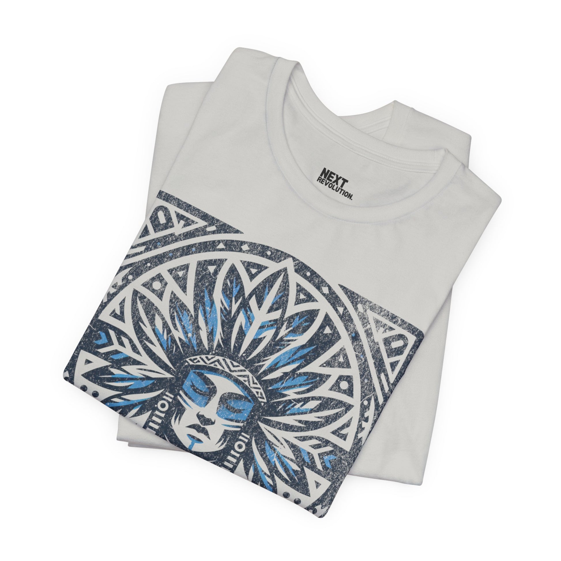 Men's Graphic T-Shirt Tribal Design Silver Folded