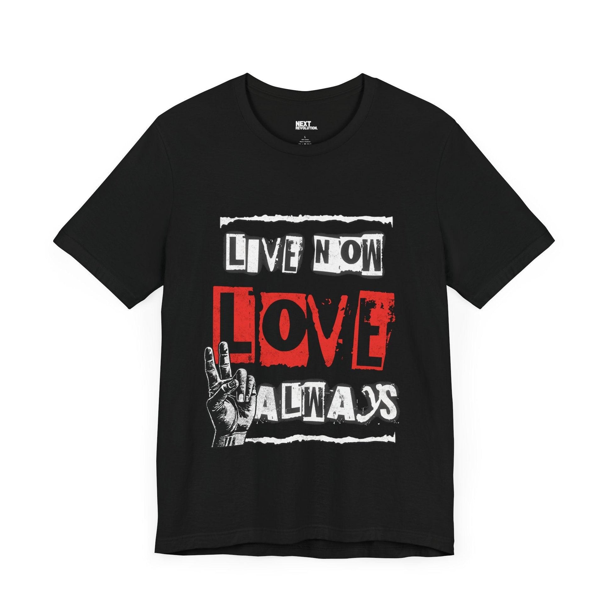 Live Now Love Always Men's Cotton T-Shirt Black Front