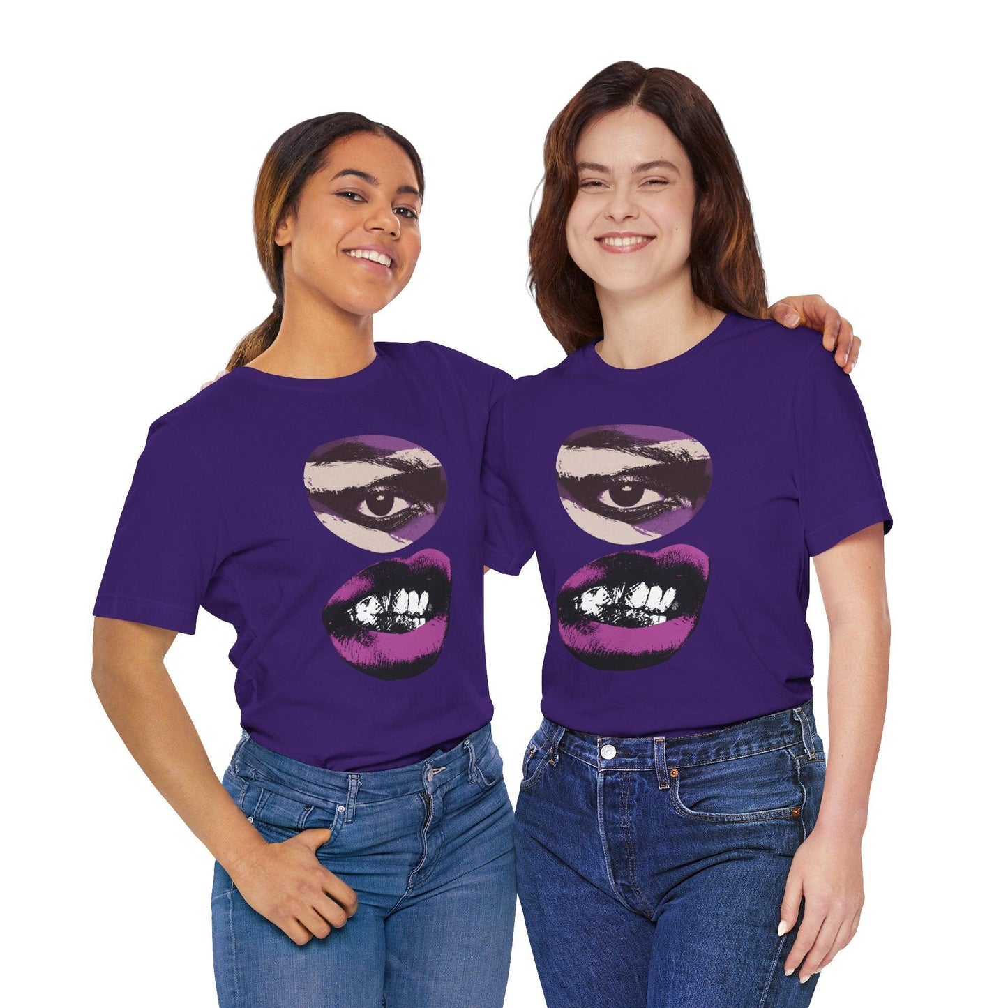 Bold Graphic Cotton Tee Purple Model