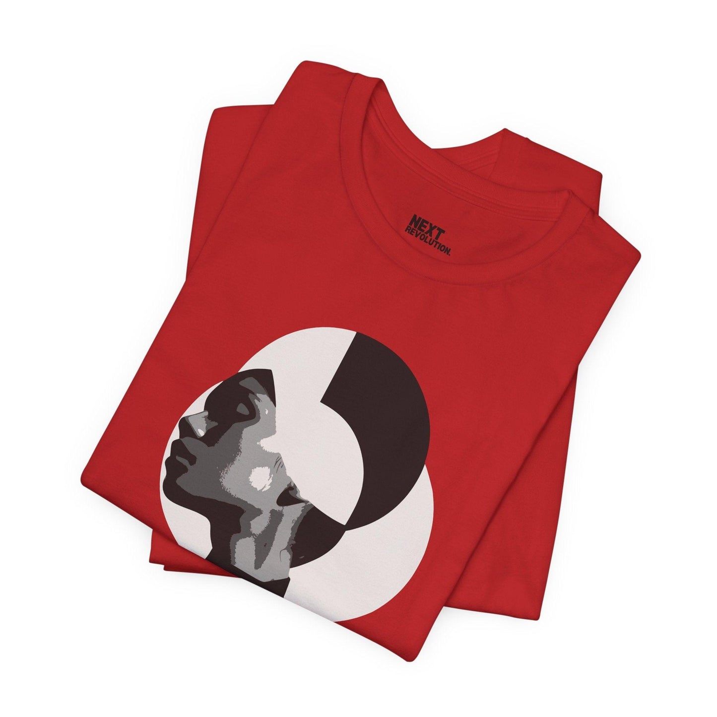 Minimalist Art Abstract Profile Design Unisex Tee Red Folded