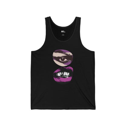 Edgy Graphic Unisex Tank Top - Bold Design Black Front