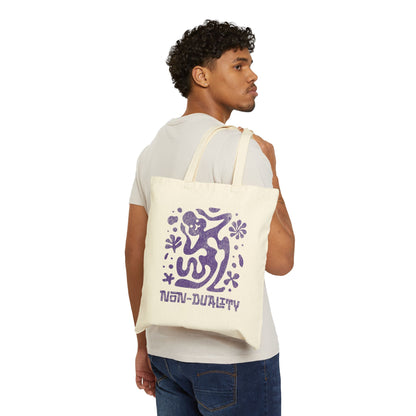 Non-Duality Cotton Canvas Tote Bag Natural Model
