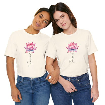 Lotus Transcend Design Women's Cotton T-Shirt Natural Model