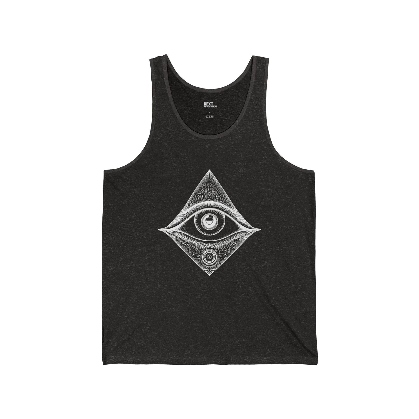 Mystical Eye Unisex Tank - Spiritual Symbol Design Charcoal Black Front