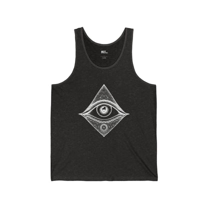 Mystical Eye Unisex Tank - Spiritual Symbol Design Charcoal Black Front