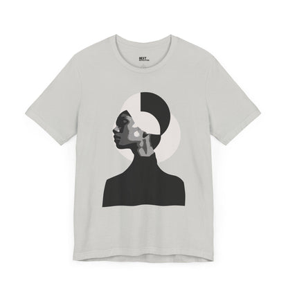 Minimalist Art Abstract Profile Design Unisex Tee Silver Front