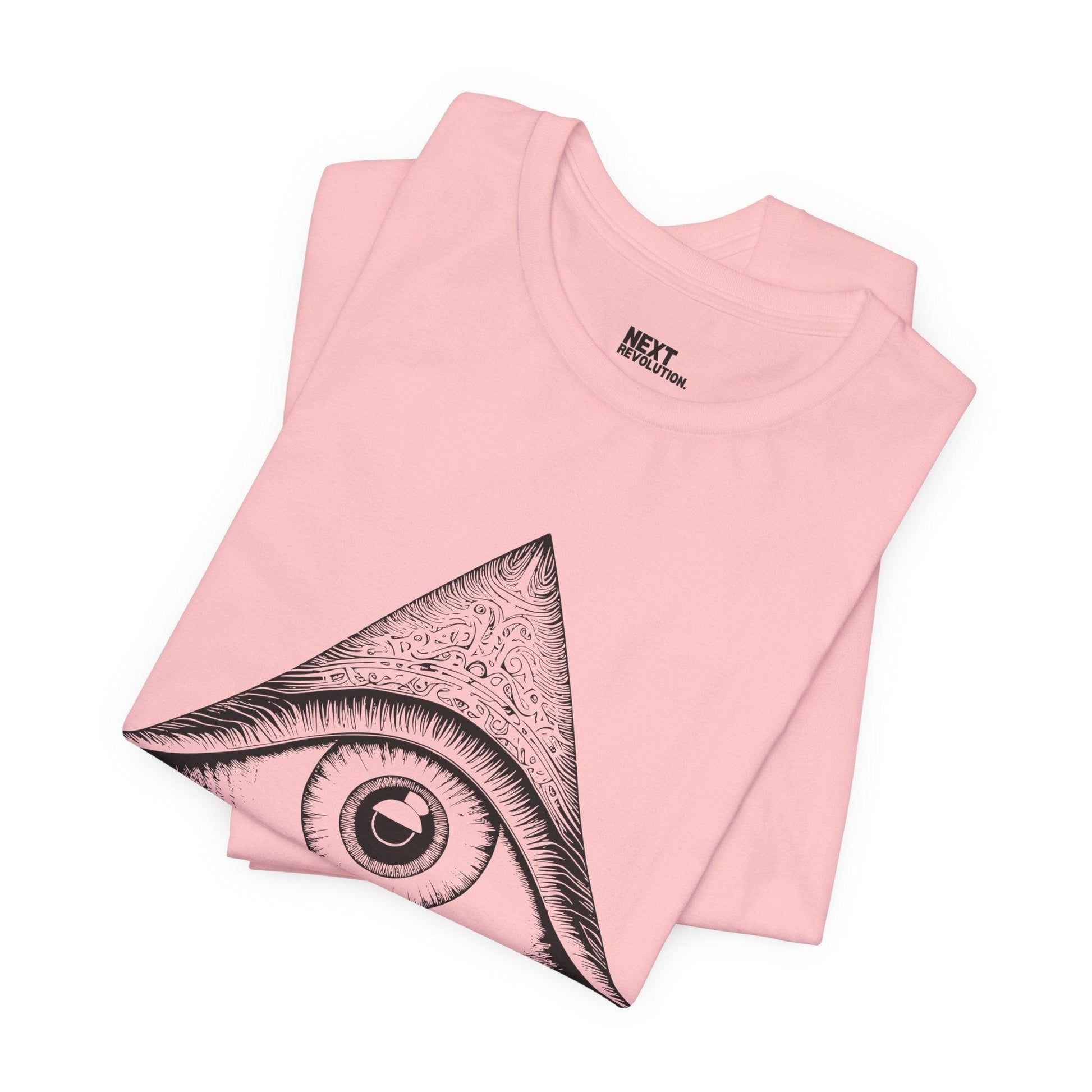 Mystical Eye Unisex Heavy Cotton T-Shirt Pink Folded