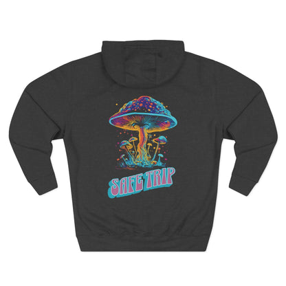 Psychedelic Safe Trip Men's Graphic Hoodie Charcoal Heather Back