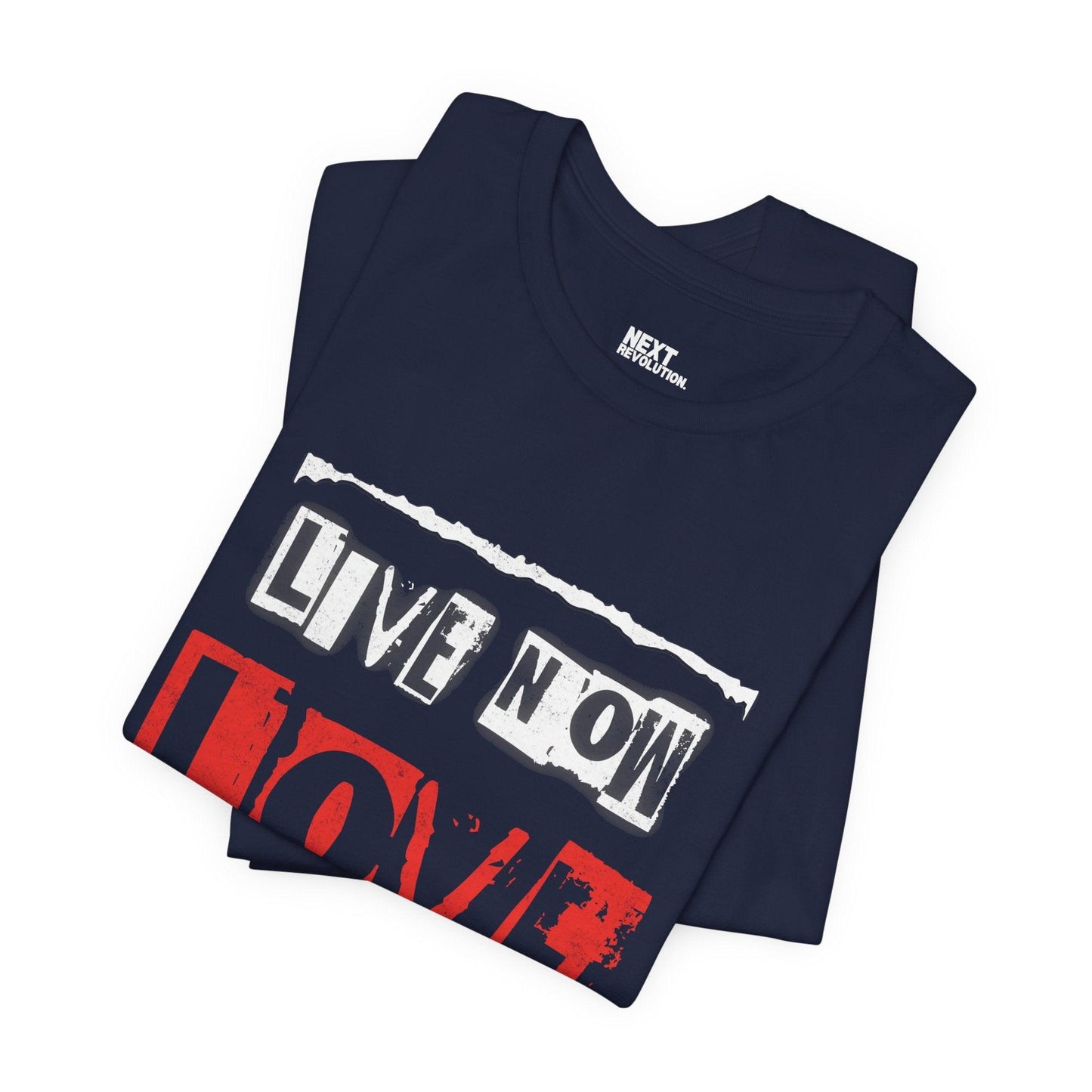 Live Now Love Always Men's Cotton T-Shirt Navy Folded