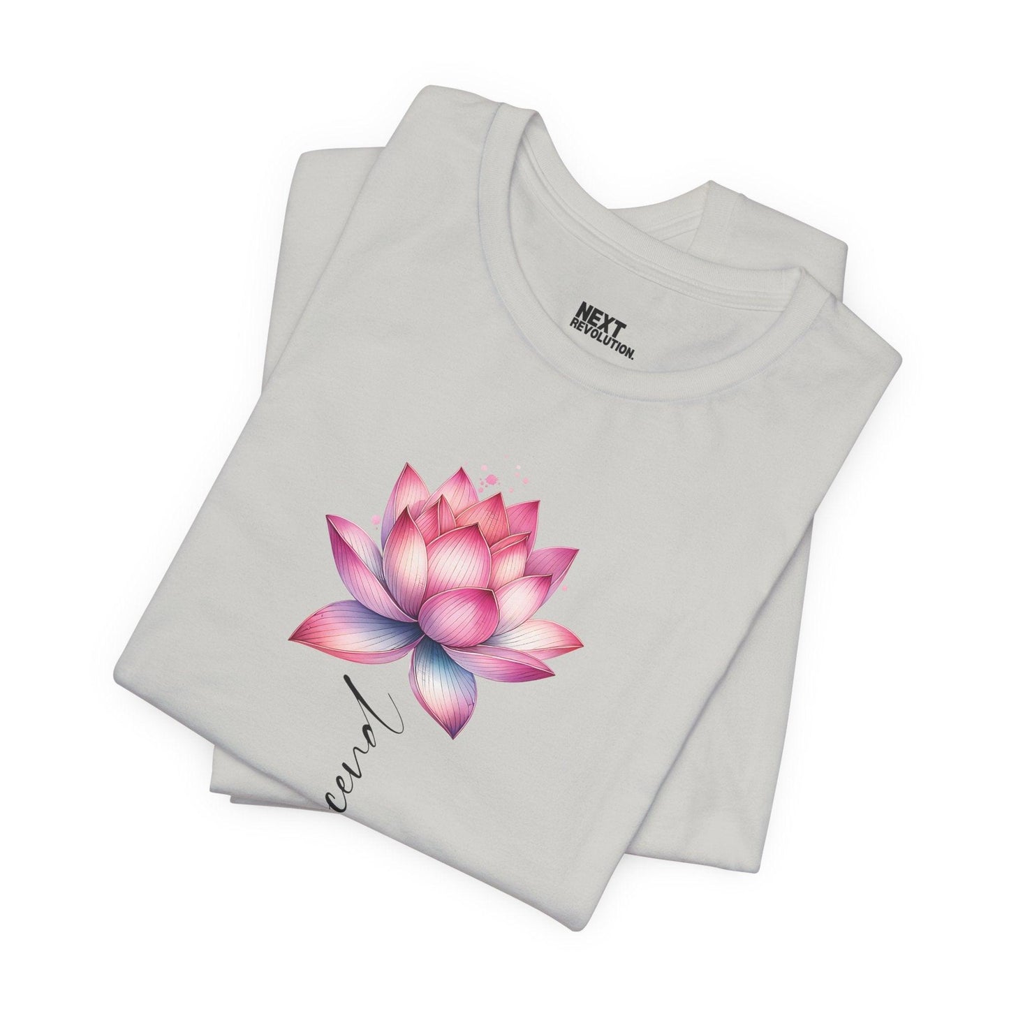 Lotus Transcend Design Women's Cotton T-Shirt Gray Folded