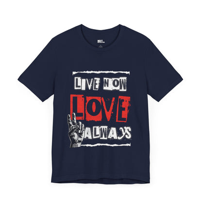 Live Now Love Always Men's Cotton T-Shirt Navy Front