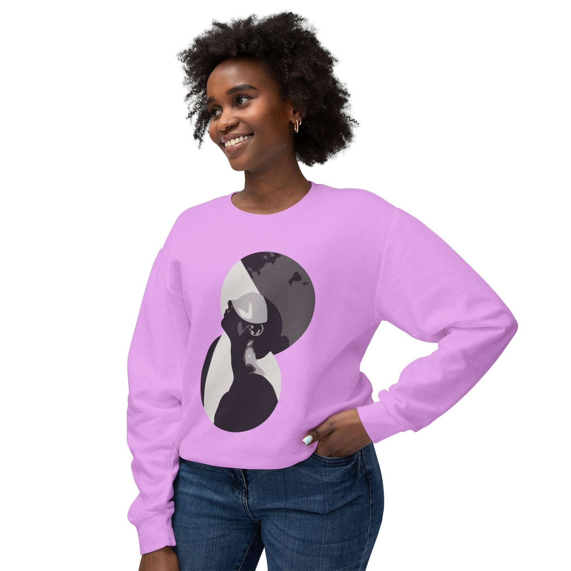 Artistic Shadow Silhouette Design Sweatshirt Neon Pink Model