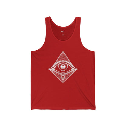 Mystical Eye Unisex Tank - Spiritual Symbol Design Red Front