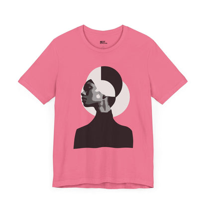 Minimalist Art Abstract Profile Design Unisex Tee Candy Pink Front