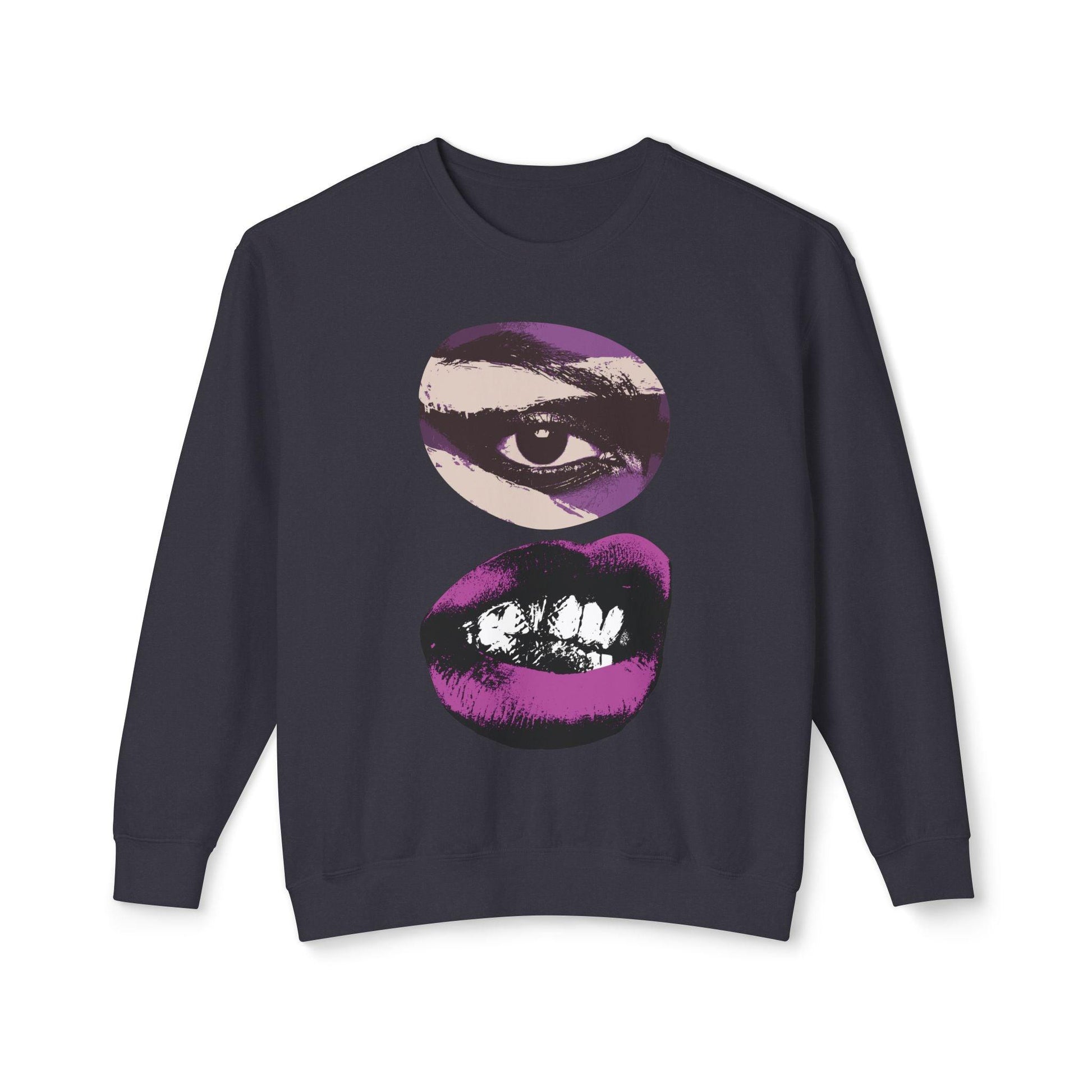 Edgy Unisex Sweatshirt with Bold Graphic Design Black Front