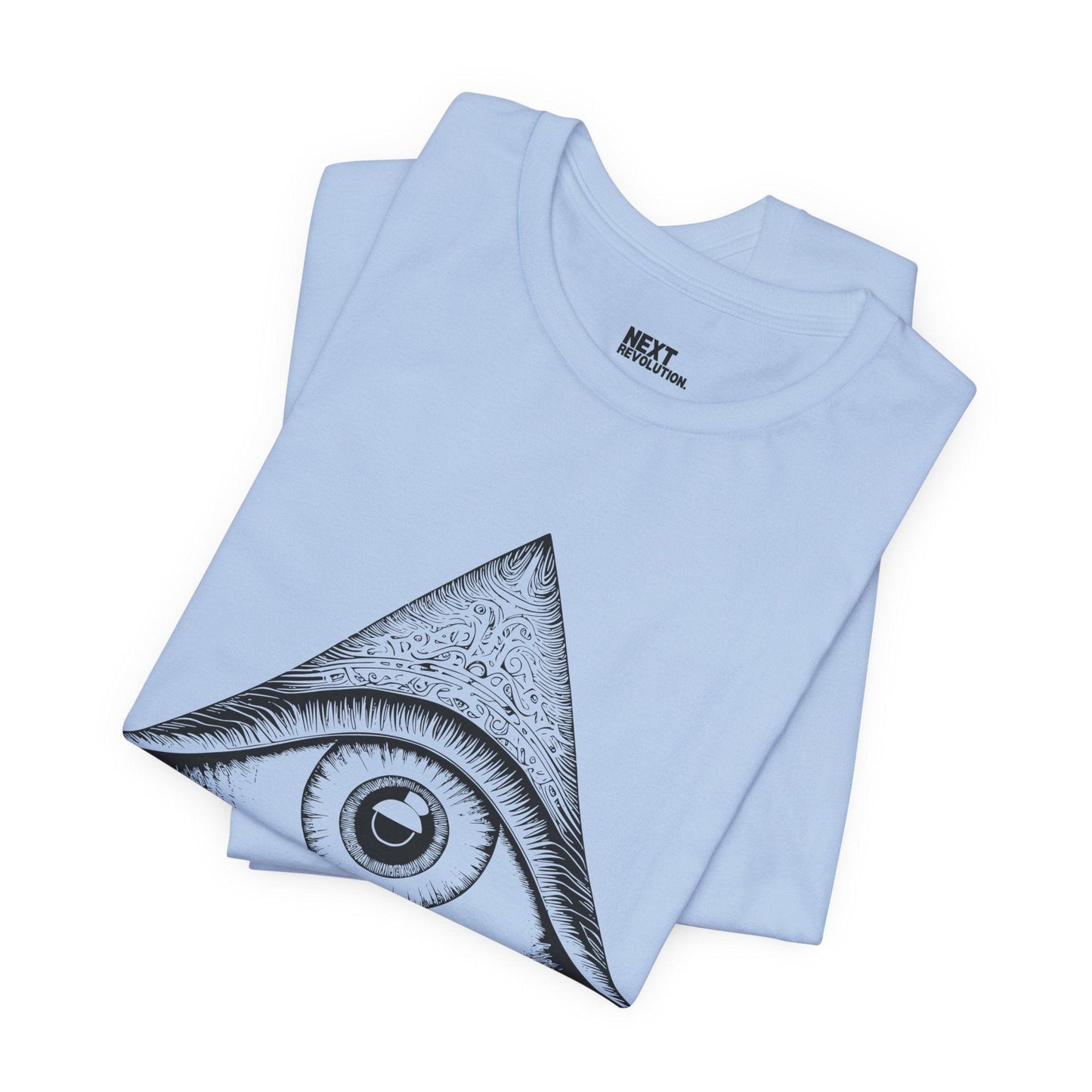 Mystical Eye Unisex Heavy Cotton T-Shirt Baby Blue Folded