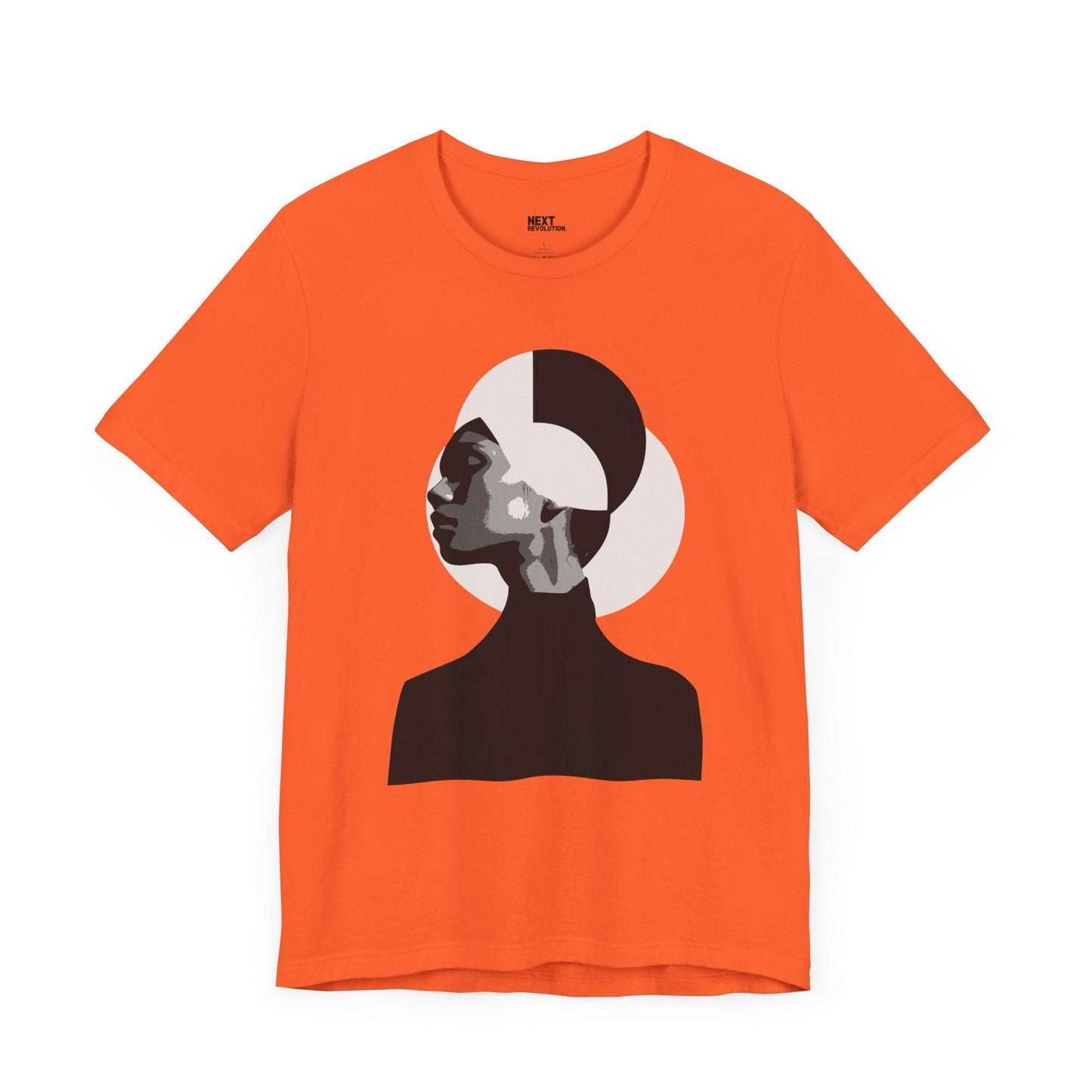 Minimalist Art Abstract Profile Design Unisex Tee Orange Front