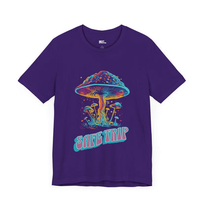 Safe Trip Psychedelic Mushroom Tee Unisex Cotton Purple Front
