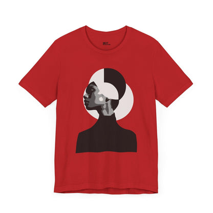 Minimalist Art Abstract Profile Design Unisex Tee Red Front