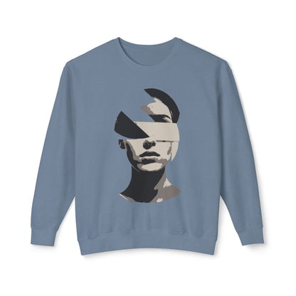 Women's Graphic Sweatshirt Modern Art Design Blue Jean Front