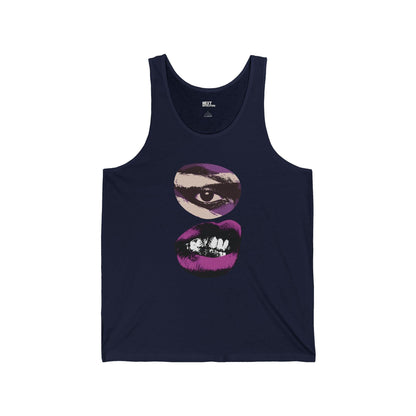 Edgy Graphic Unisex Tank Top - Bold Design Navy Front