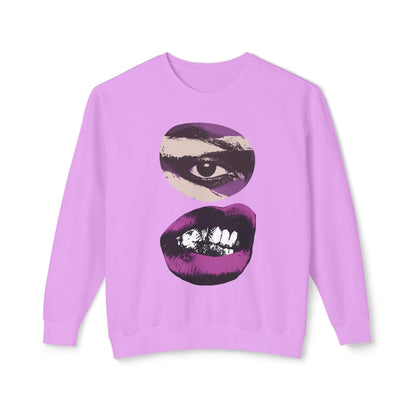 Edgy Unisex Sweatshirt with Bold Graphic Design Neon Pink Front