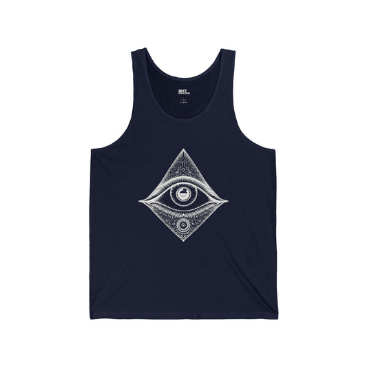 Mystical Eye Unisex Tank - Spiritual Symbol Design Navy Front