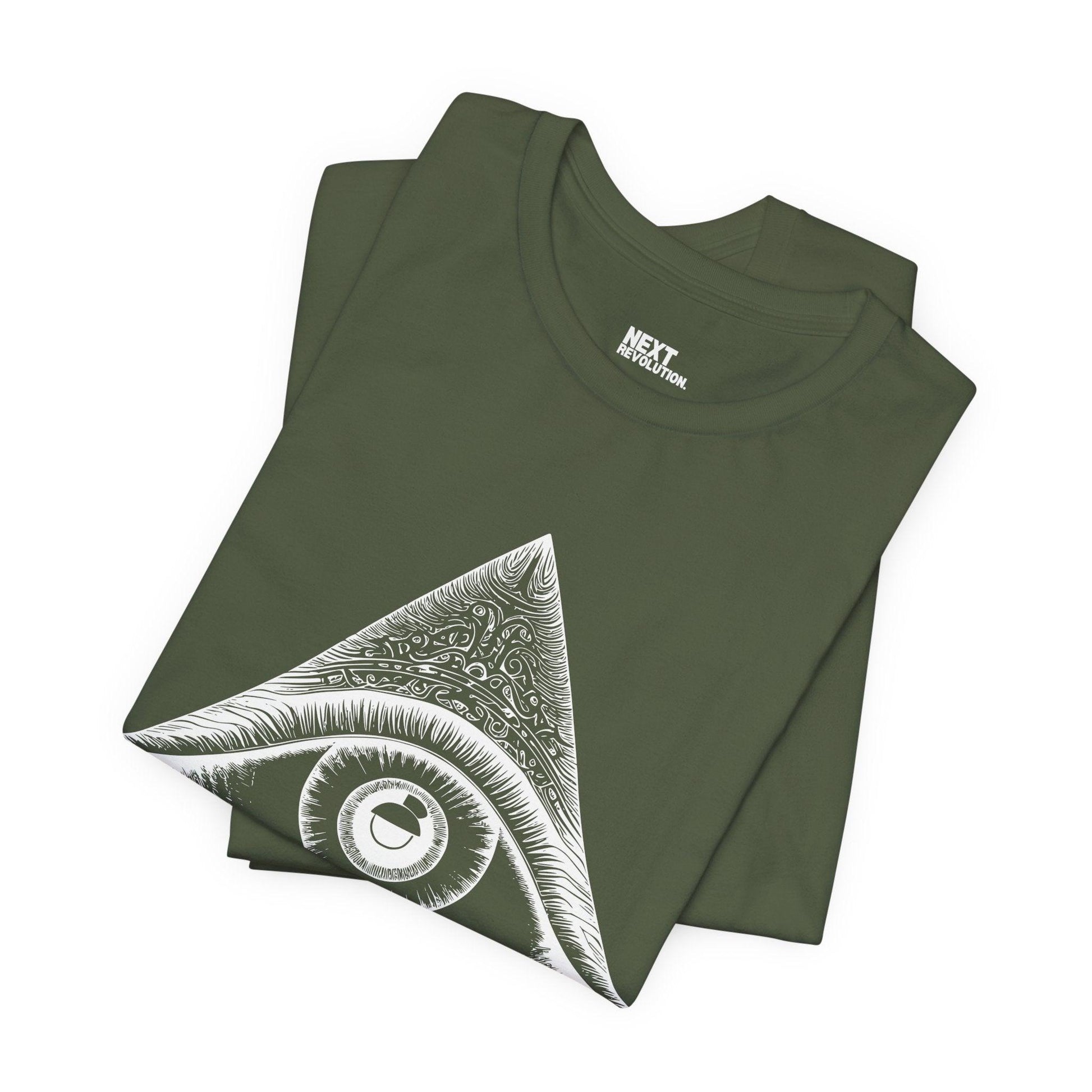 Mystical Eye Men's Graphic Cotton T-Shirt Military Green Folded