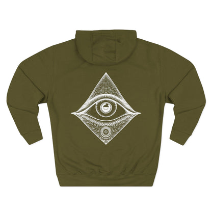 Third Eye Graphic Men's Cotton Hoodie Army Green Back