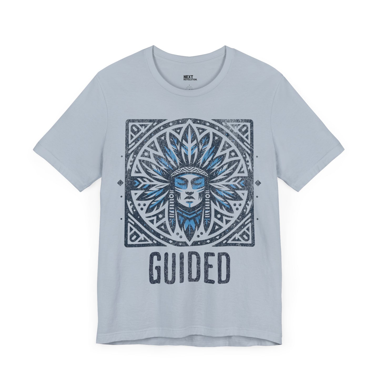 Men's Graphic T-Shirt Tribal Design Light Blue Front