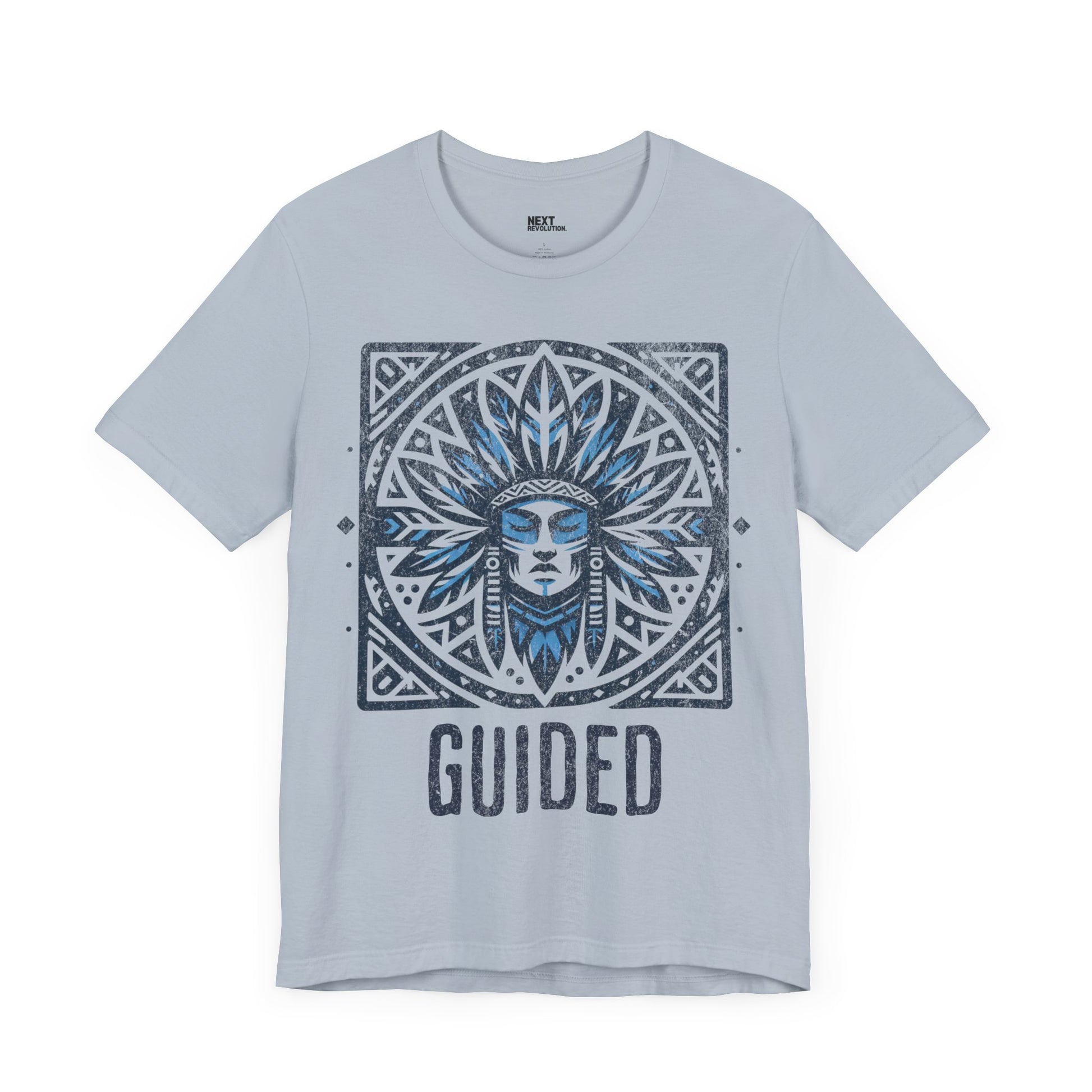 Men's Graphic T-Shirt Tribal Design Light Blue Front