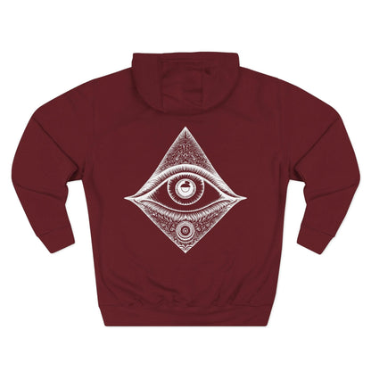 Third Eye Graphic Men's Cotton Hoodie Burgundy Back