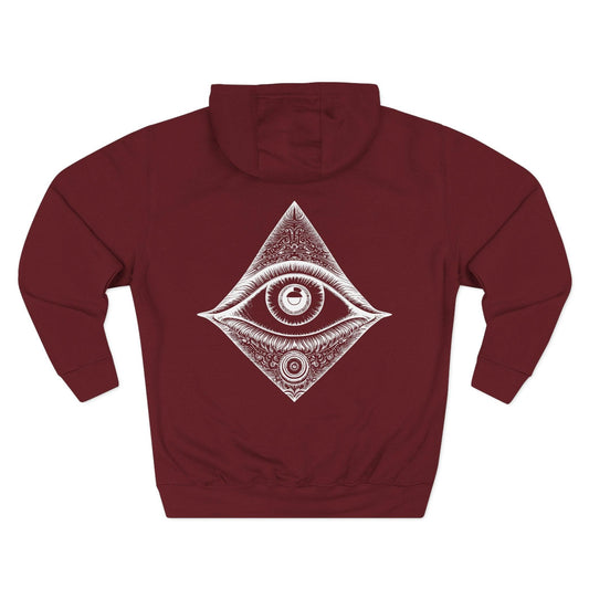 Third Eye Graphic Men's Cotton Hoodie Burgundy Back