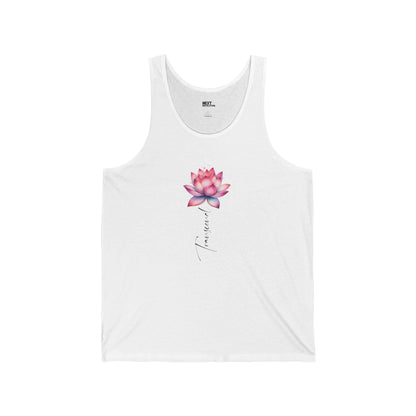 Lotus Flower Unisex Tank Top White Front