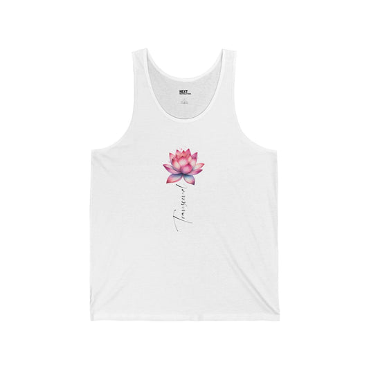 Lotus Flower Unisex Tank Top White Front