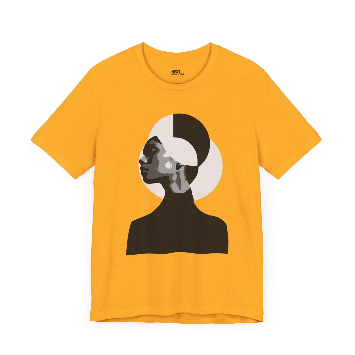 Minimalist Art Abstract Profile Design Unisex Tee Yellow Front