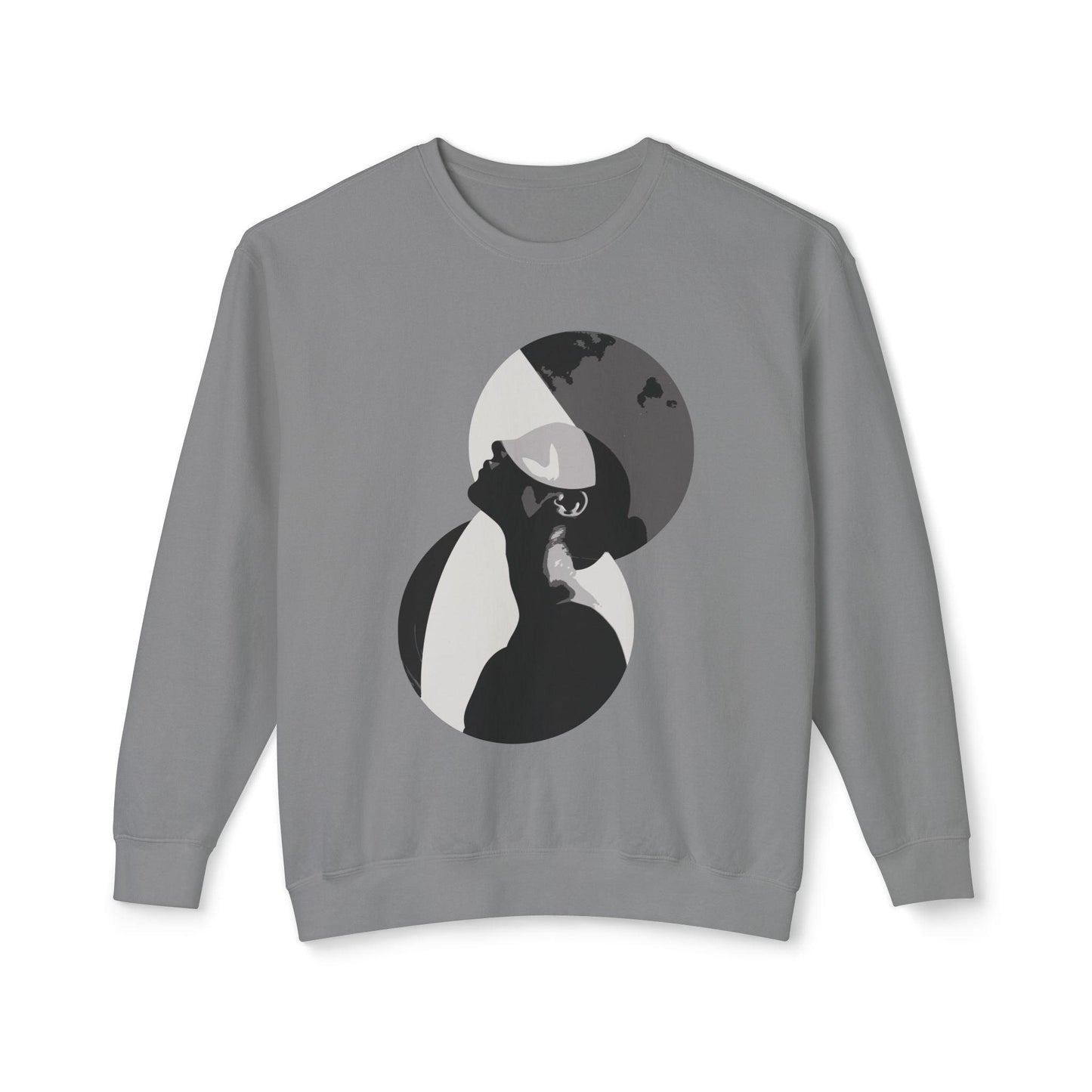 Artistic Shadow Silhouette Design Sweatshirt Gray Front