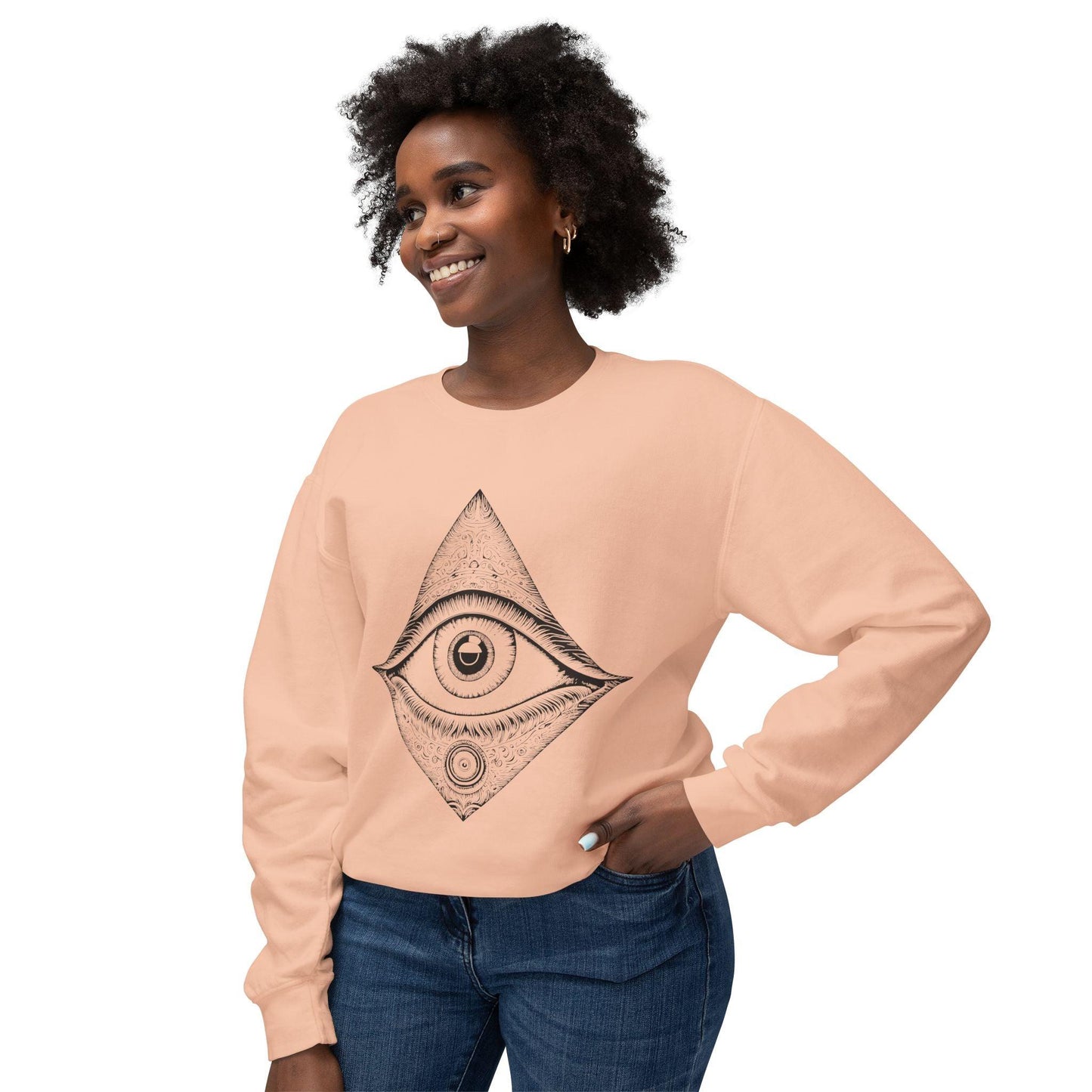 Mystical Eye Unisex Sweatshirt Peach Model