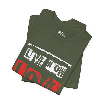 Live Now Love Always Men's Cotton T-Shirt Military Green Folded